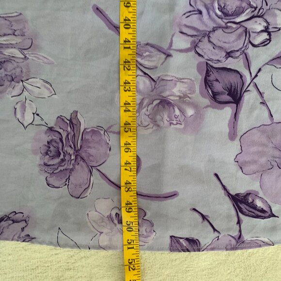 Vintage 90s Purple Floral Midi Dress Empire Waist Short Sleeve Tie Back - Picture 16 of 16